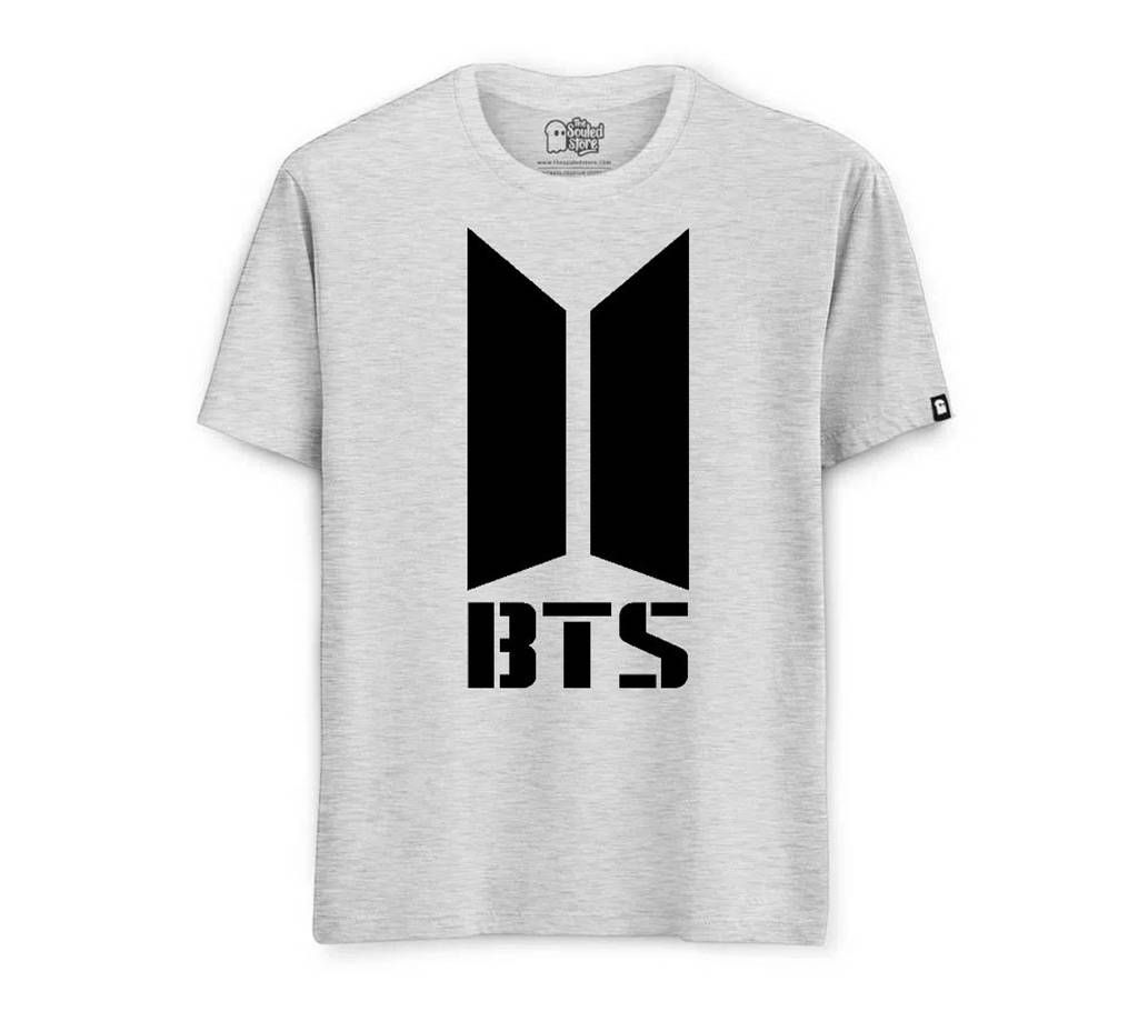 BTS Mens Half-sleeve Cotton T-shirt - GREY-MELANCE