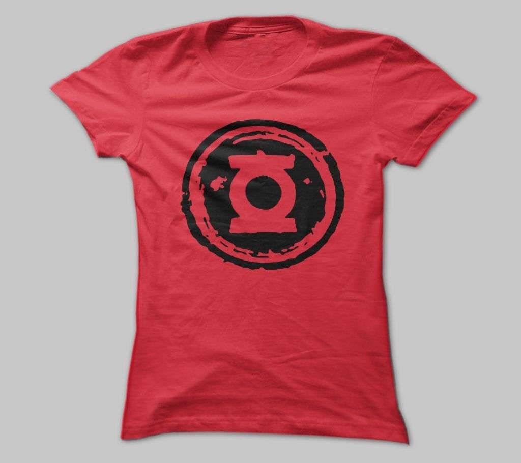Green Lantern Logo Cotton T Shirt For Men-Red 