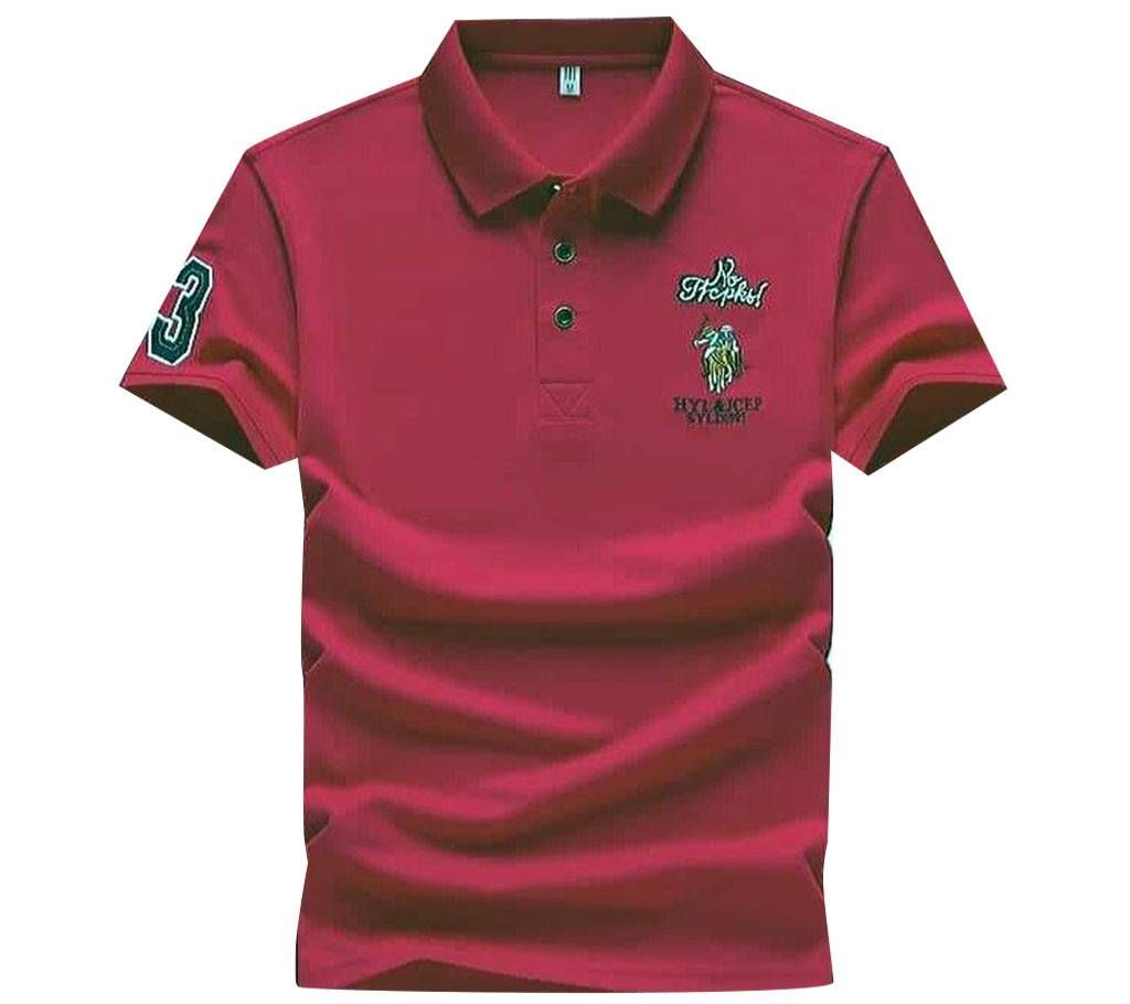Cotton Half Sleeve Polo Shirt For Men-Dark Pink