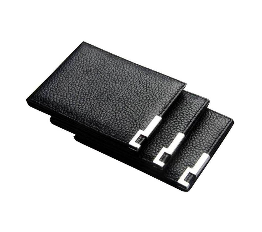Casual Cowhide Men's Black Wallet-1pc