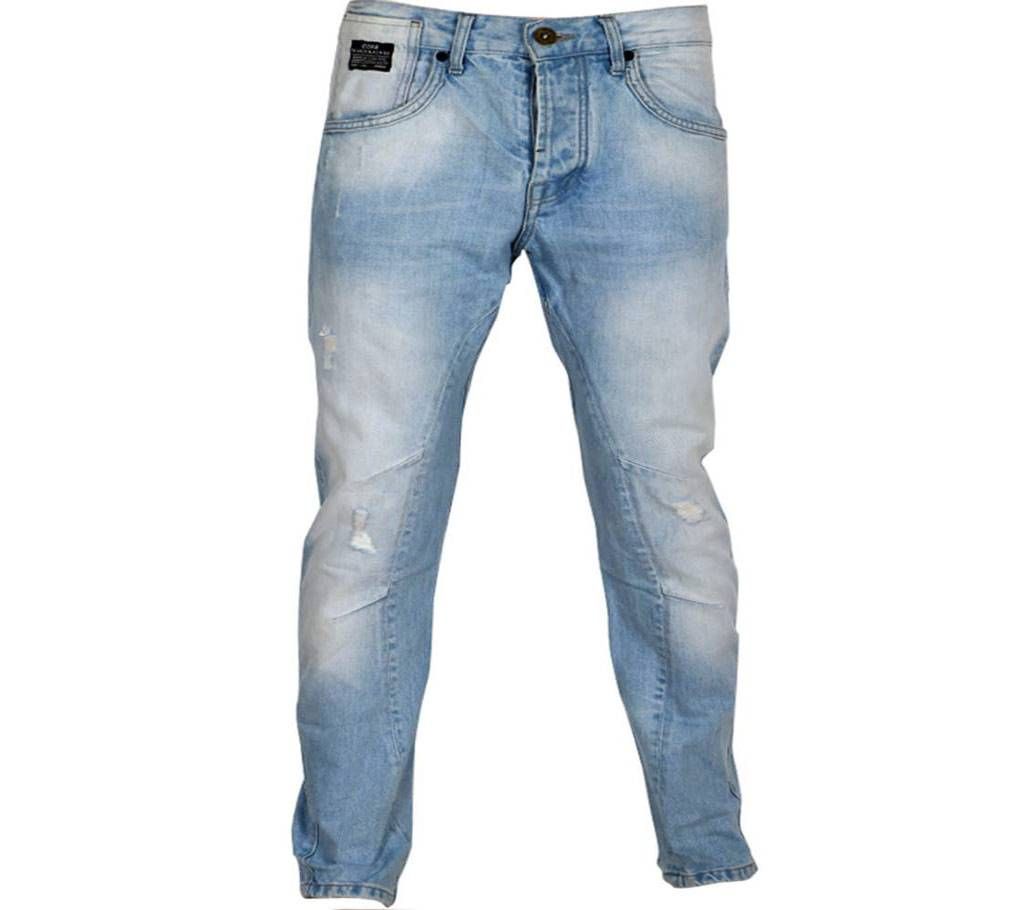 Semi-narrow Fit Scratched Jeans Pant For Men