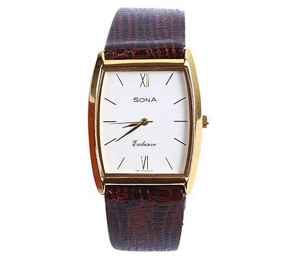  Artificial Leather Analog Watch for Men - Chocolate