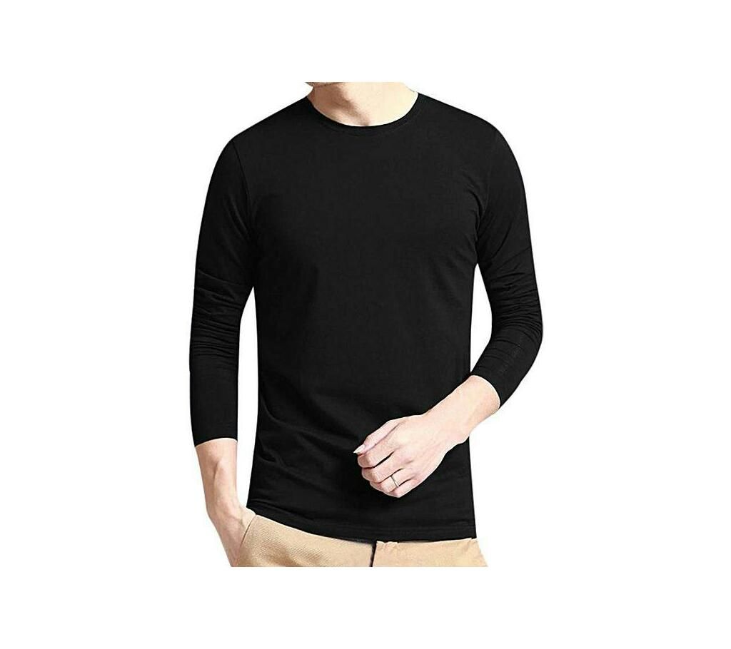 Menz Long  Sleeve Black cotton T shirt