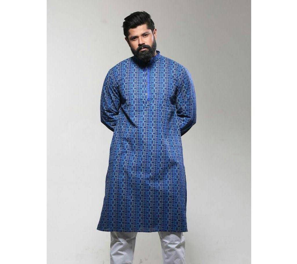 Men's Cotton Punjabi - Blue Print - MPL 74