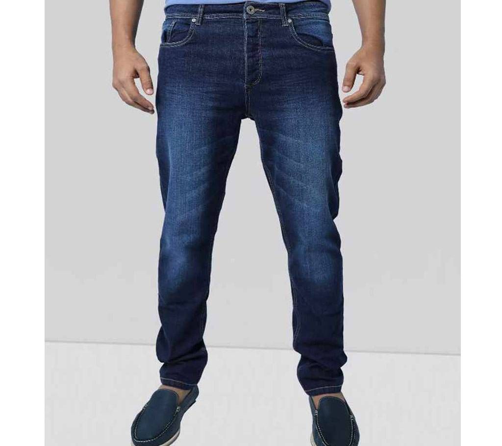 Mens Blue Slub Denim Slim Fit Long Pant