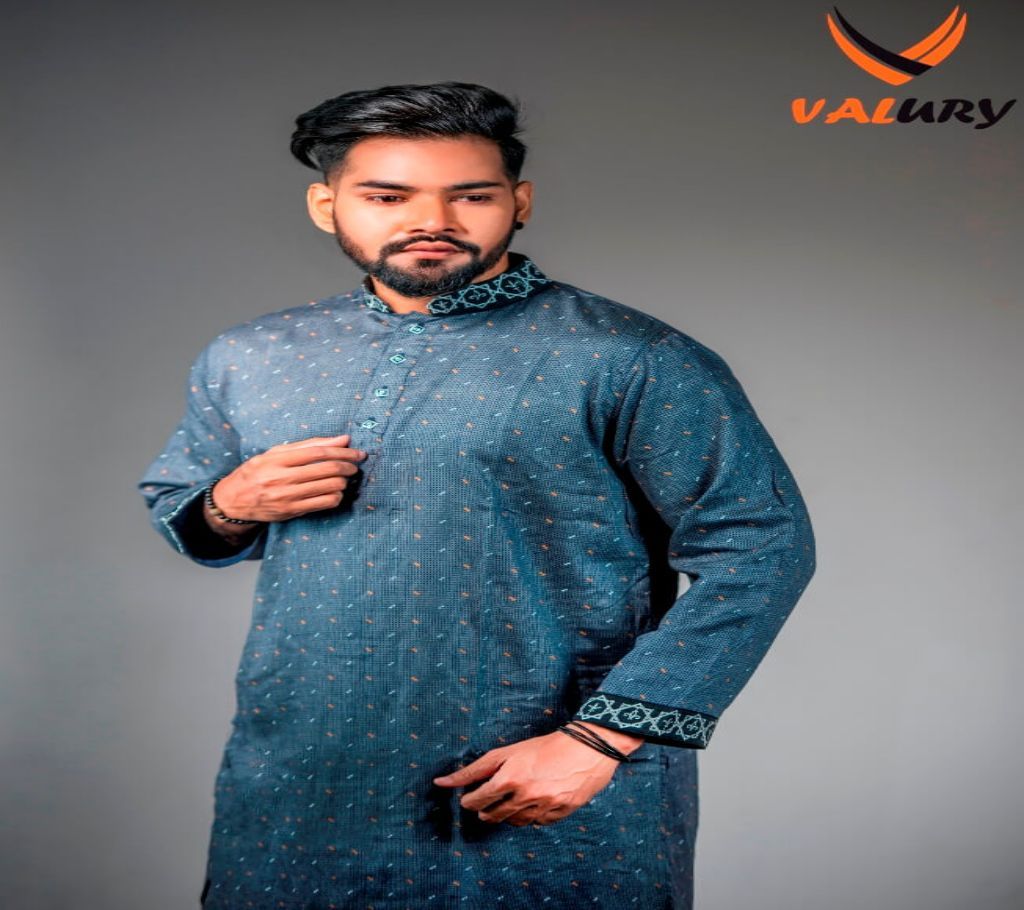 Grey Print & Emb Panjabi
