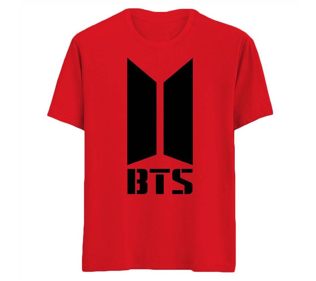 BTS Mens Half-sleeve Cotton T-shirt - red-2 