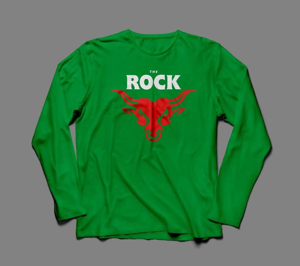 THE ROCK WWE LONG SLEEVE GREEN THE ROCK COTTON TSHIRT FOR MEN