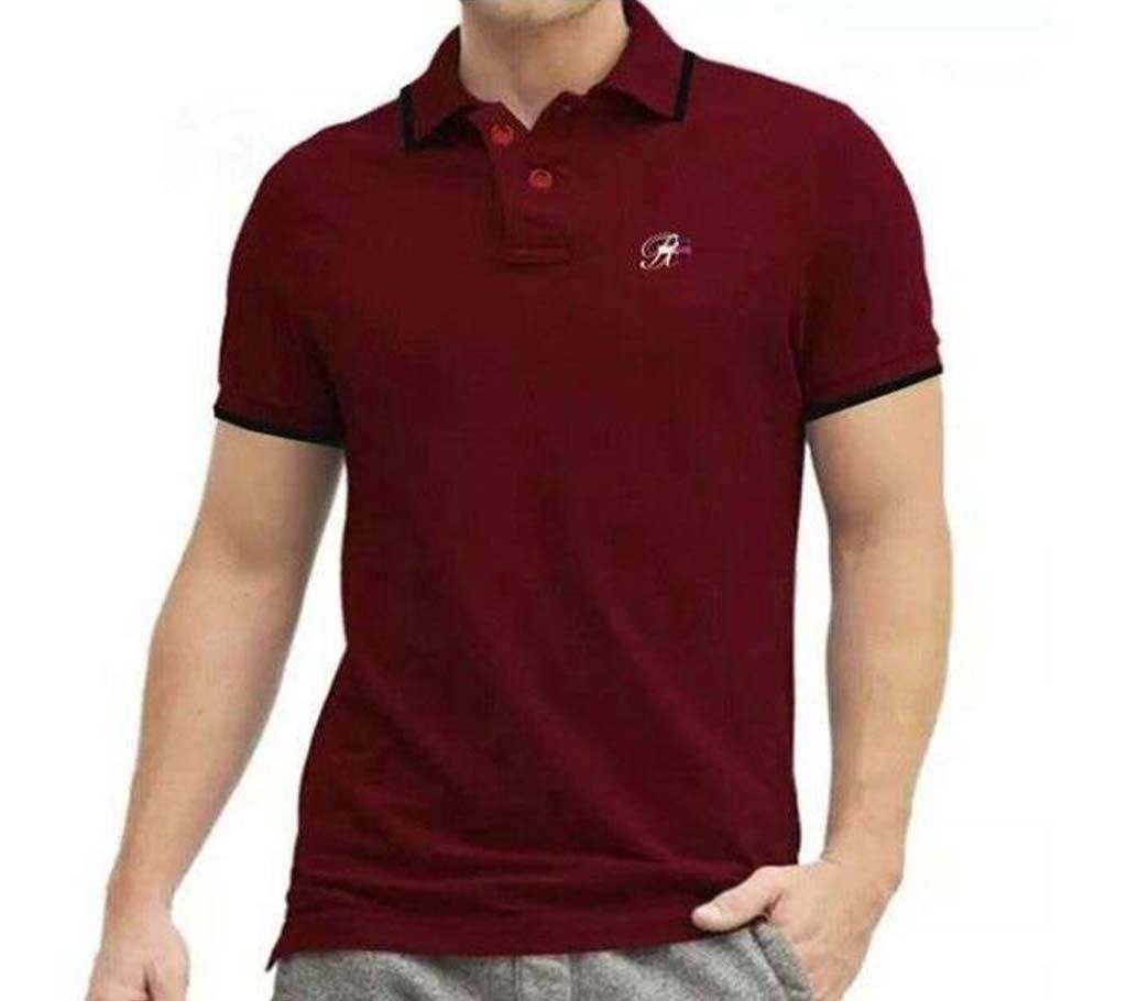 Maroon color half sleeve casual polo t-shirt for man