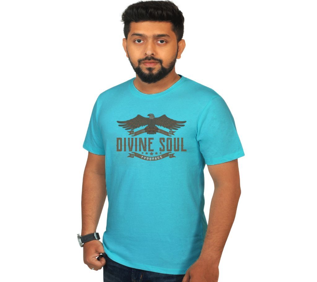  Bird Designed Half Sleeve Cotton T shirt For Men