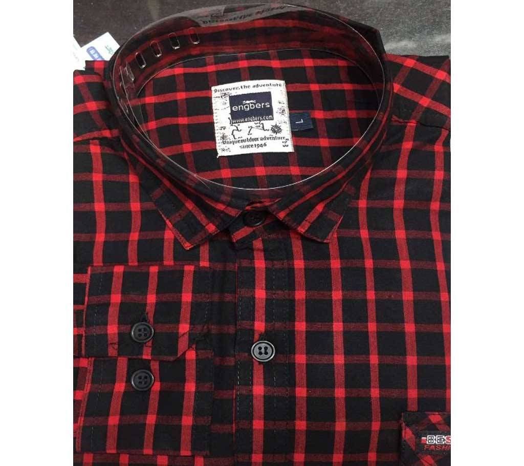 Cotton Shirt For Men-Red And Black 