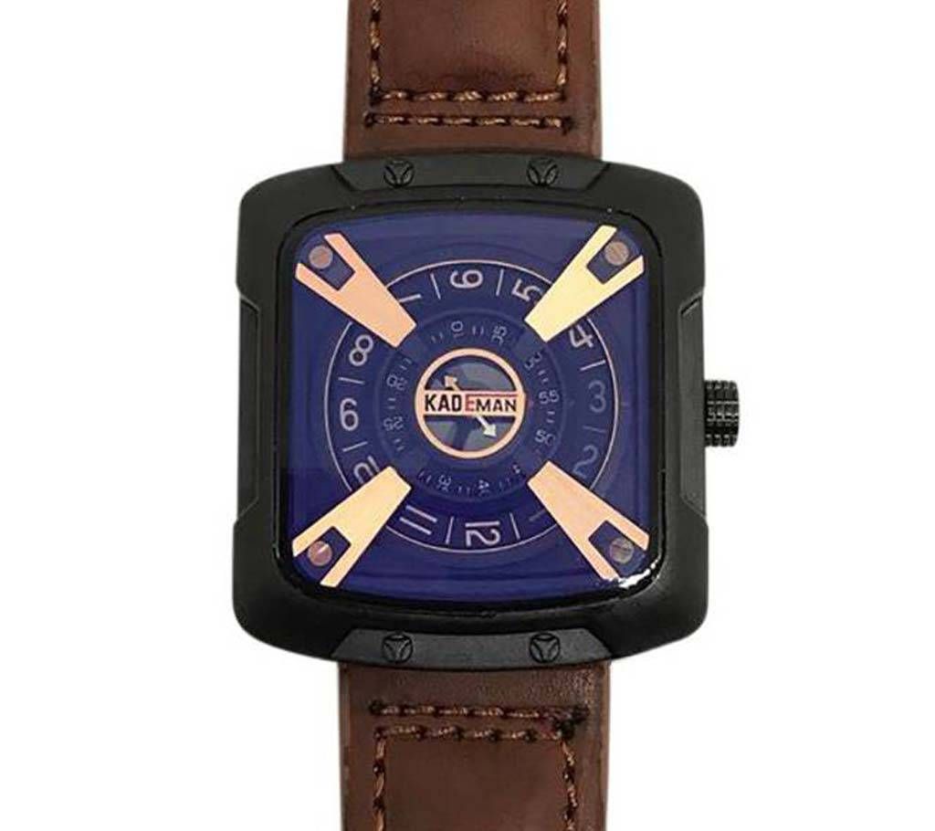 Kademan PU Leather Wrist Watch For Male - Brown