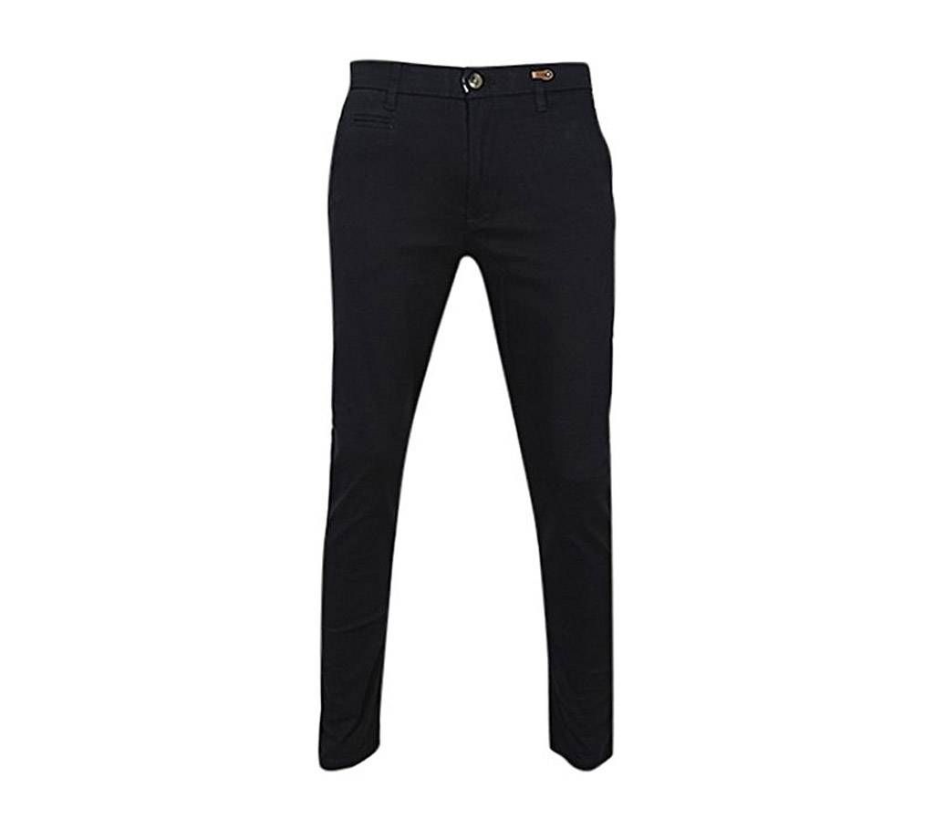 Black Cotton Stretch Gabardine Pant For Men