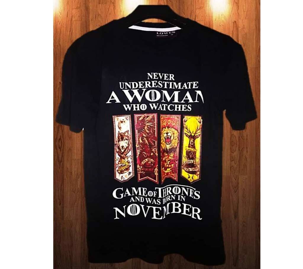 Never Underestimate A Woman Half Sleeve Cotton T-Shirt For Men