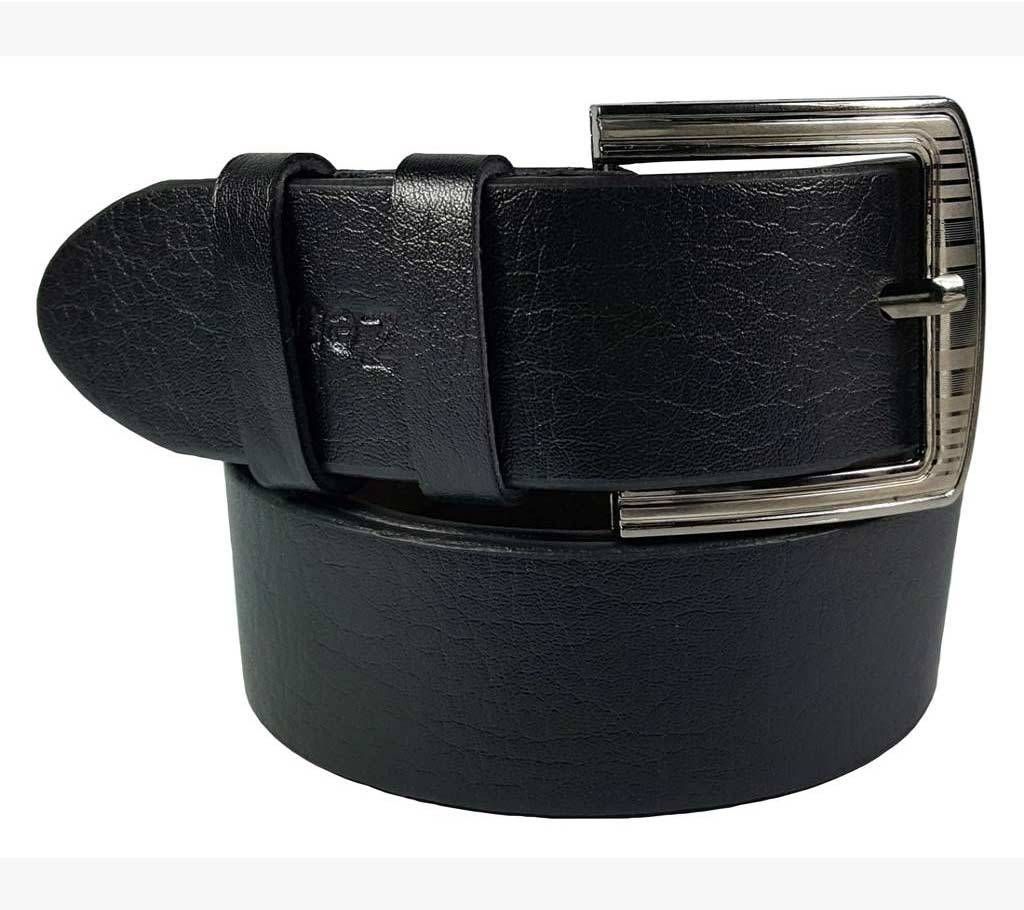 Black formal artificial leather belt for men 