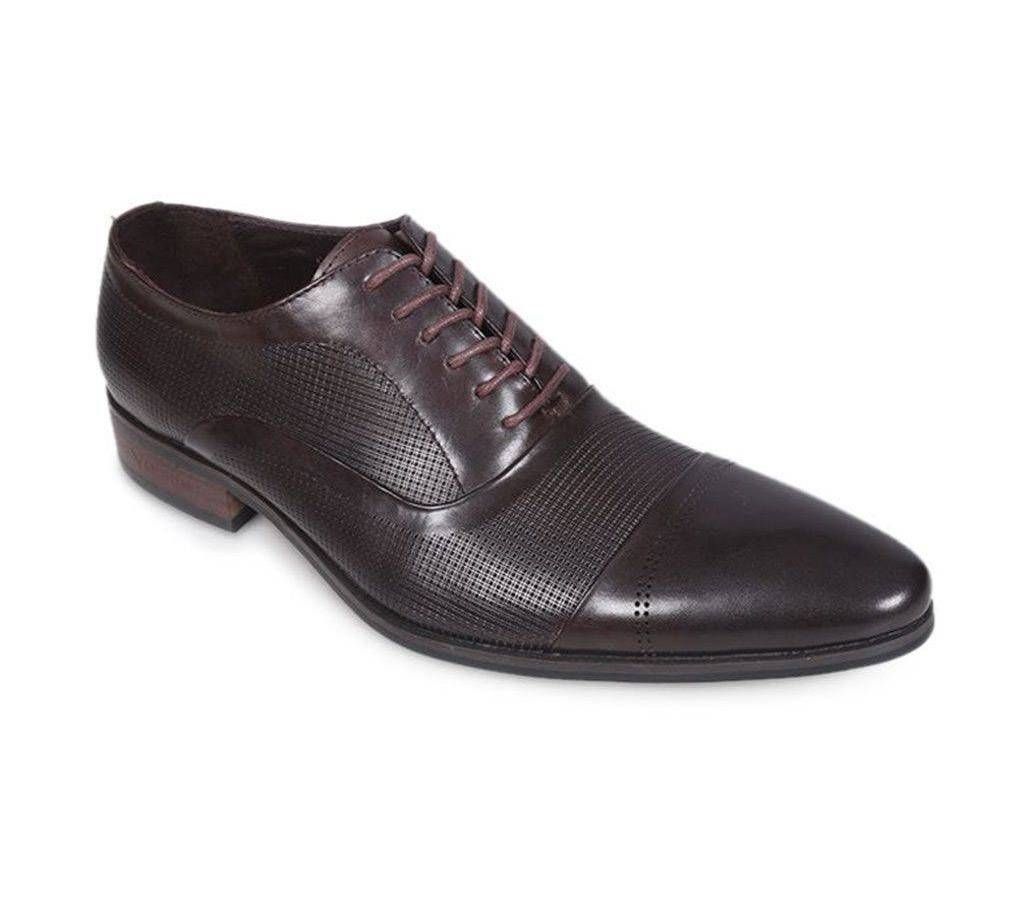 Venturini Men's Dark Brown Embossed Leather Casual Shoe

