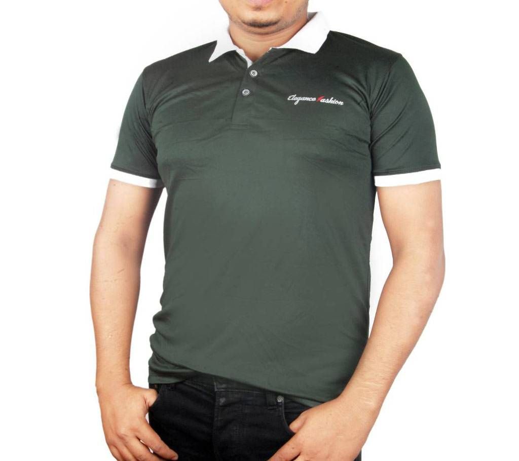 Half Sleeve Polo Shirt For Mens- Dark Green