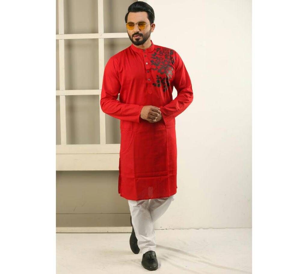 Cotton Punjabi (Red & black Shading)