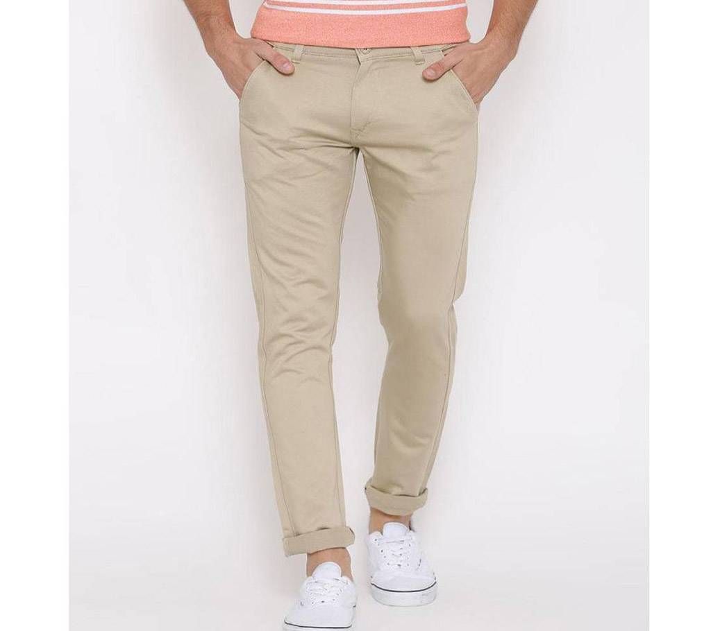 cream Gabardine/twill Pant For Men