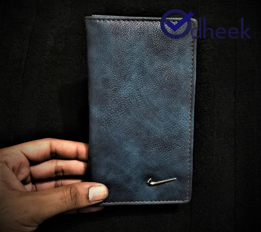 Nike Logo Artifical Leather Blue Long Wallet for Men Mobile Cover Card Holder