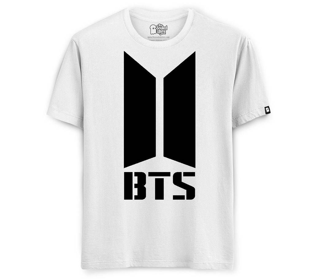 BTS Mens Half-sleeve Cotton T-shirt - white-2