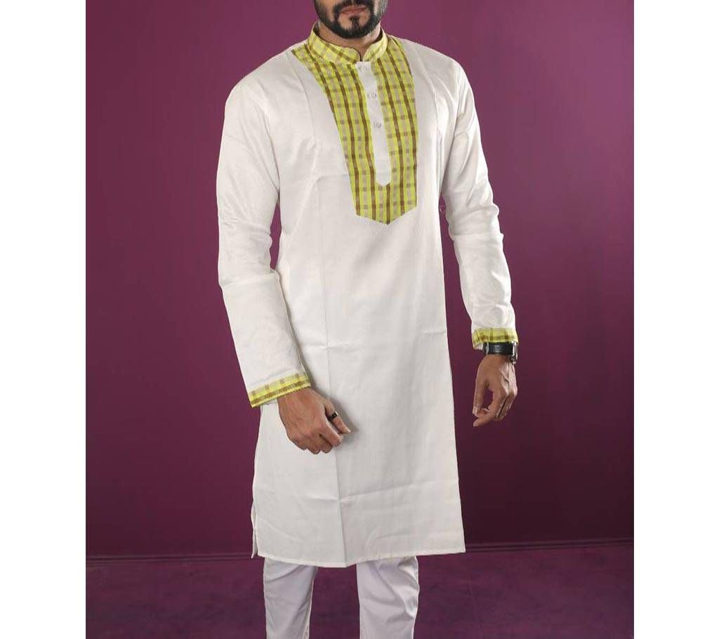Semi Long Cotton Pujabi For Men 