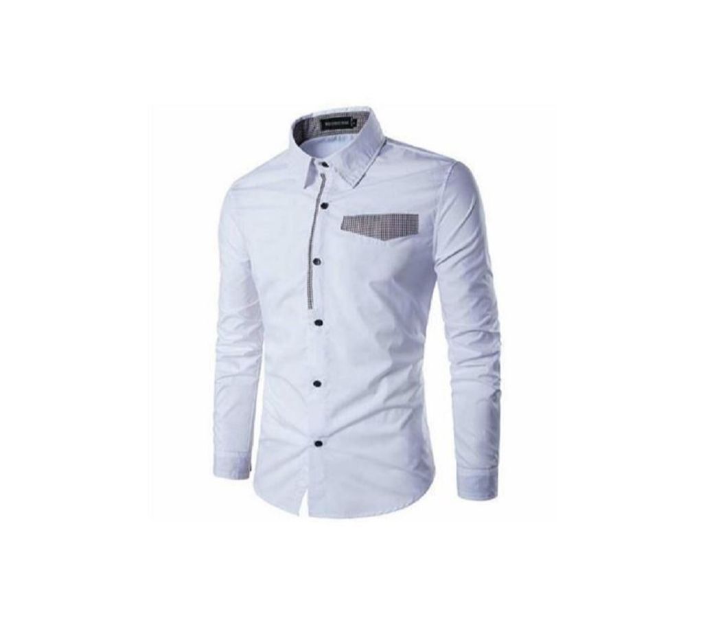White Long Sleeve   Casual Shirt For Men  Upf