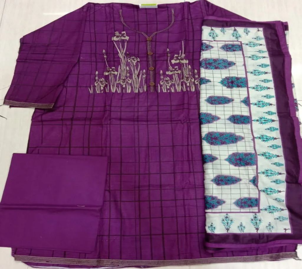 Premium Quality Unstitched 3 Pcs - M01