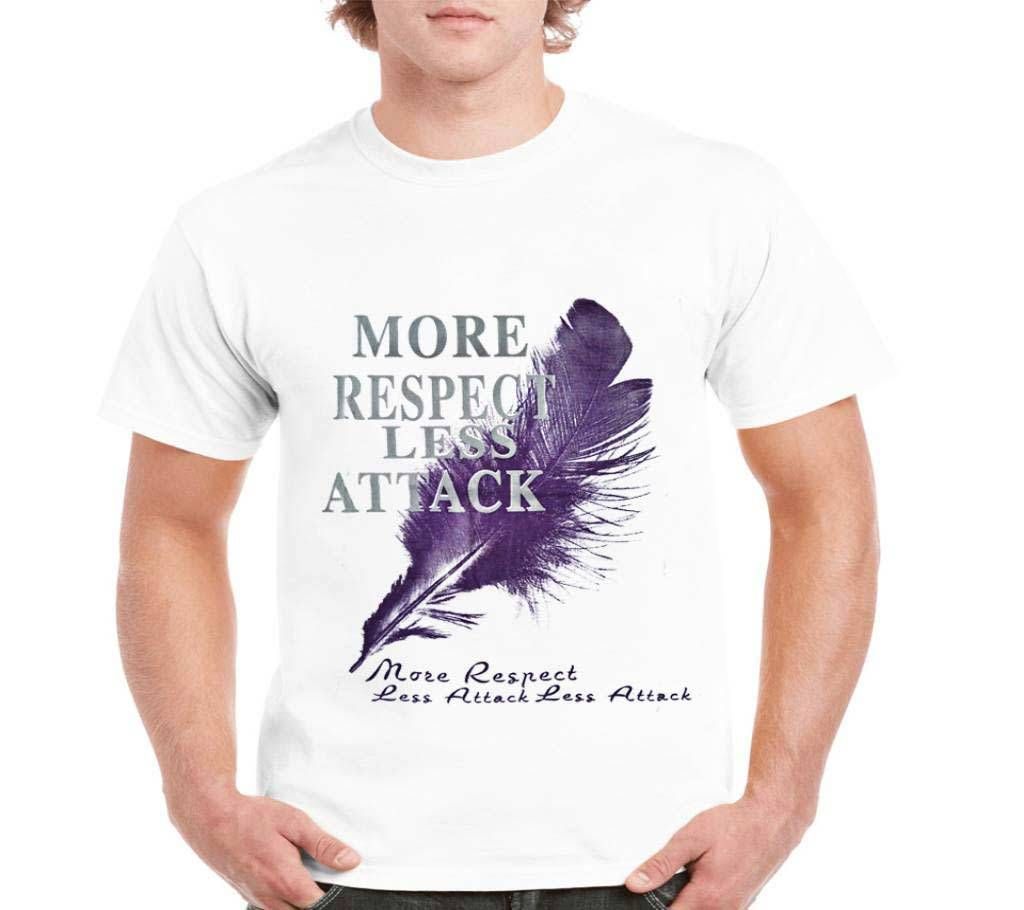 Gents Half Sleeve Cotton MORE RESPECT LESS ATTACK T-Shirt