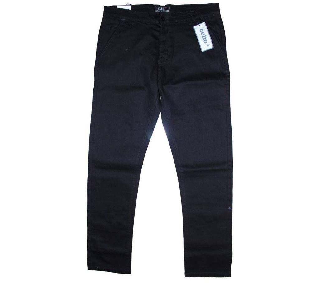 CELIO Black Twill Gabardine Pant for Men