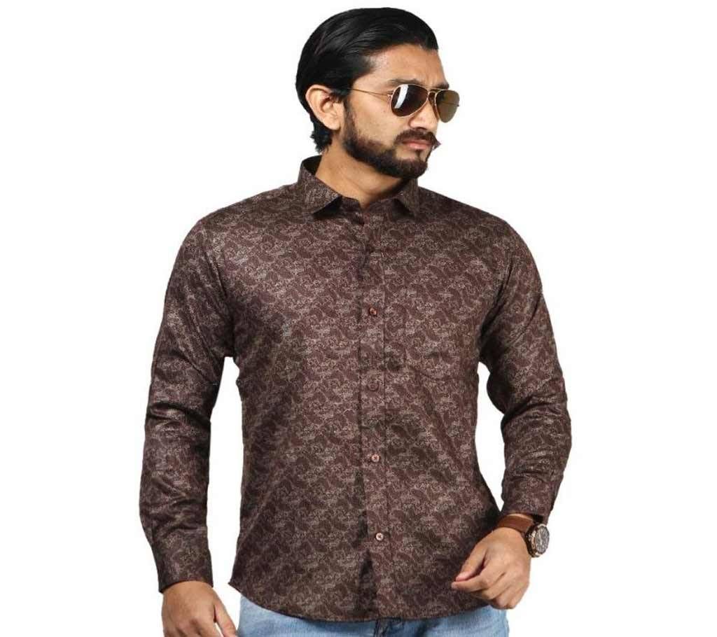 Multi-Color Cotton Casual Shirt For Men Brown