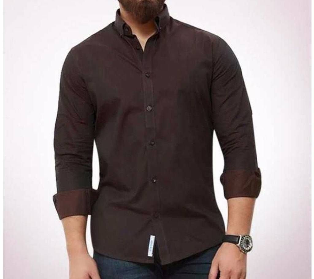 Chocolate Panama Long Sleeve Casual Shirt for Men
