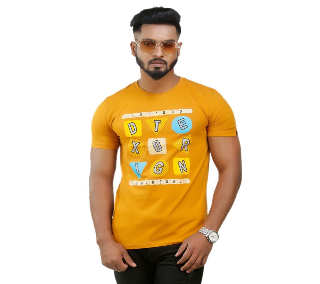 DTEX Origin Mens Half Sleeve Cotton T Shirt Deep Yellow