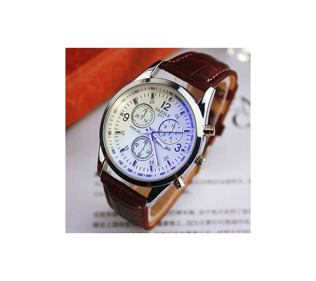 Original Yazole 271 Men Quartz Fashion Military Luxury Watch Brown