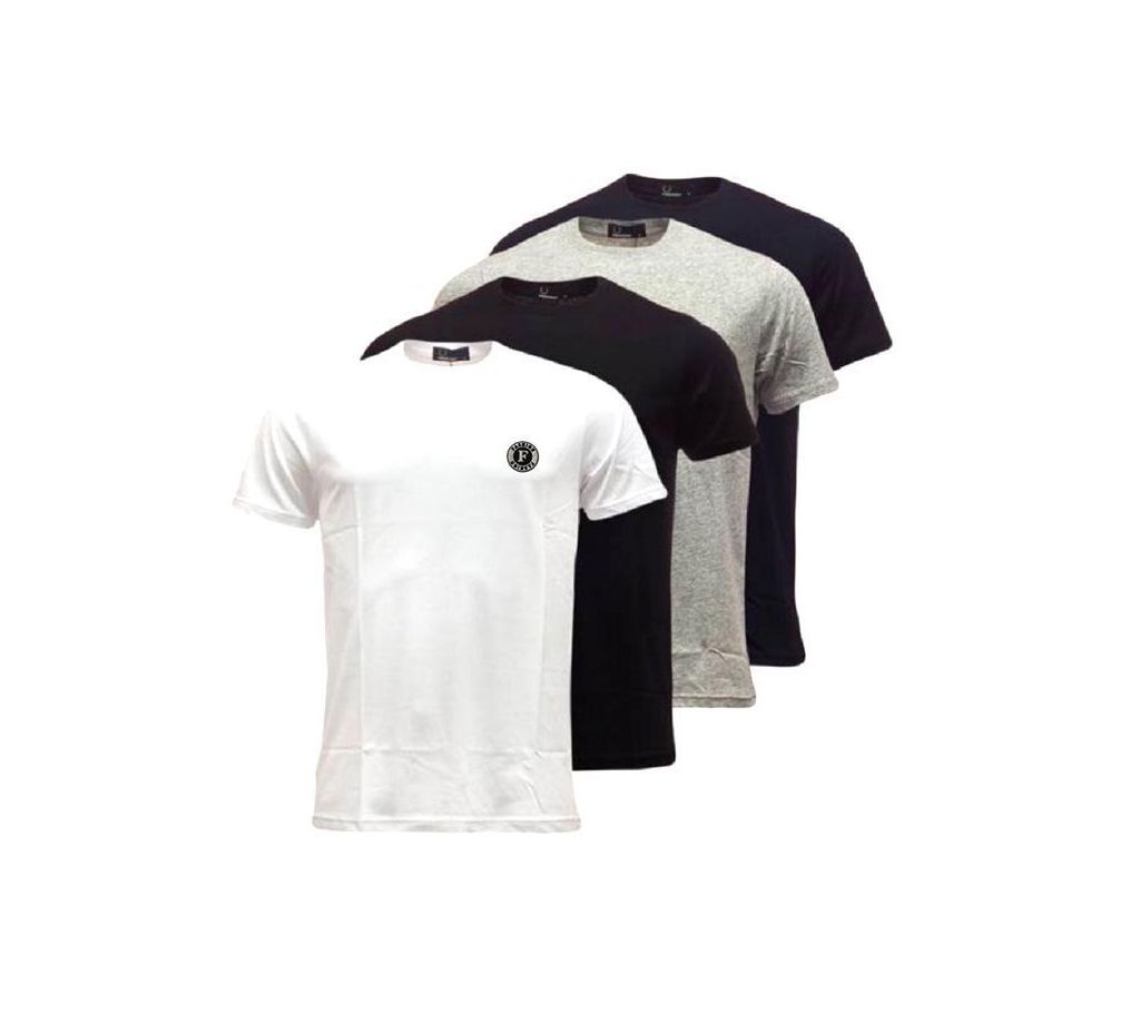 Mens Multi color cotton Crew neck  t-shirt 3 pcs