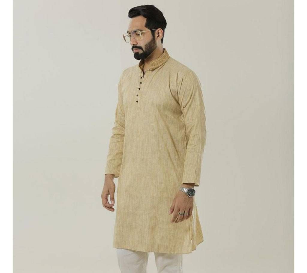 Cotton semi long beige color Panjabi.