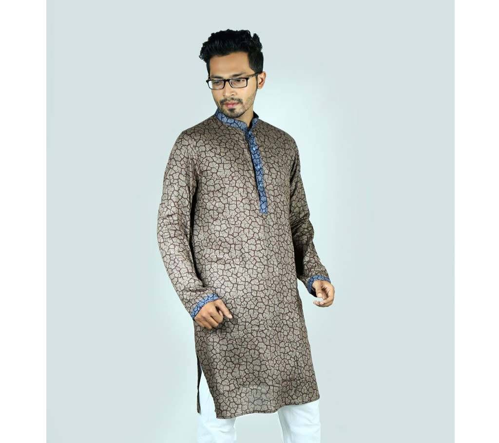 Printed Cotton Semi Long Panjabi for Men