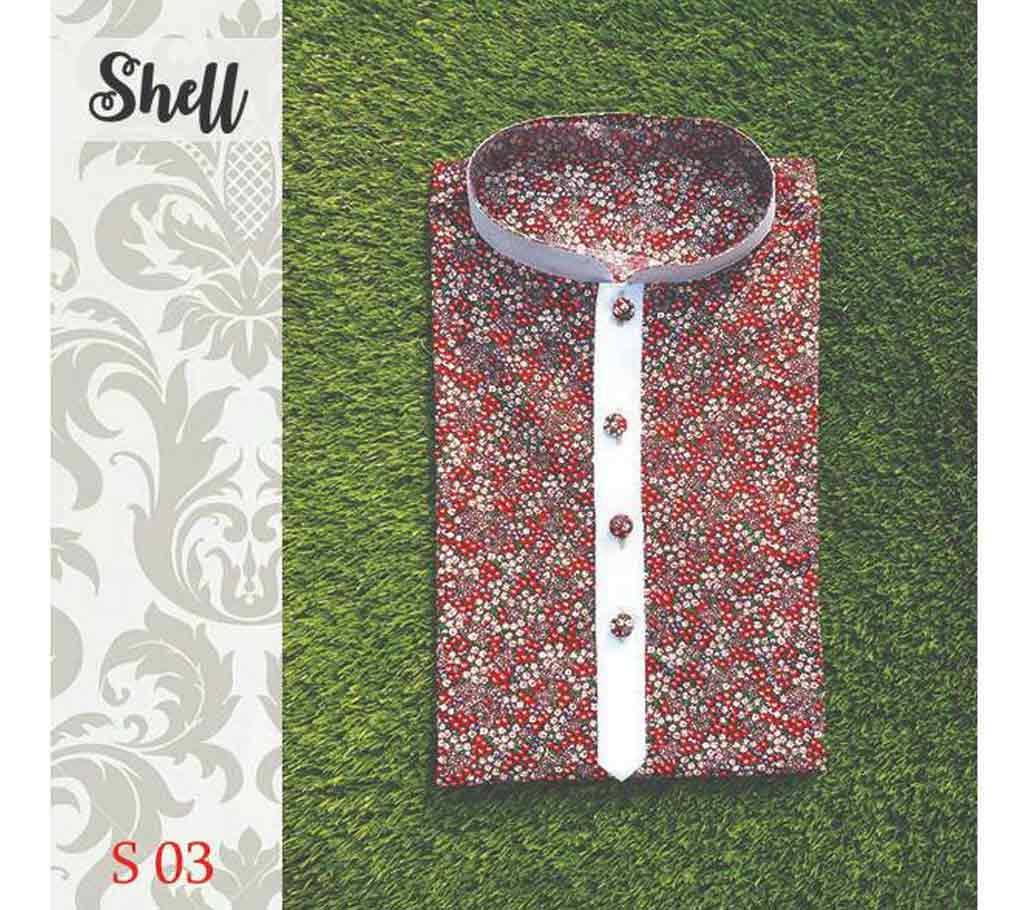 Printed Multi Color Cotton Semi Long  Panjabi For Men
