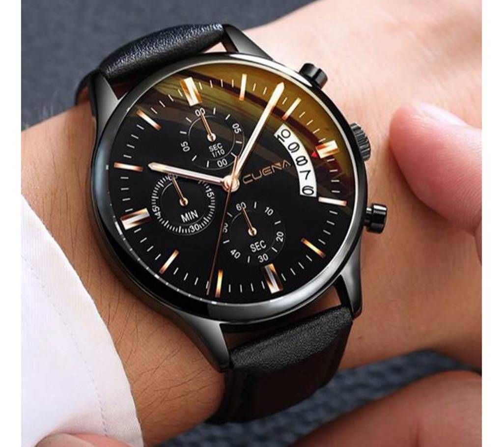 Original Cuena Leather Classic Analog Date Wristwatches