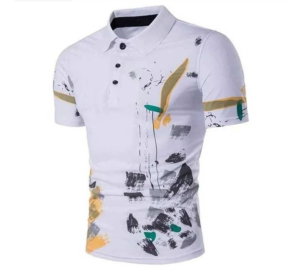 L, Mens Cotton Trendy T-shirt - 01 - White