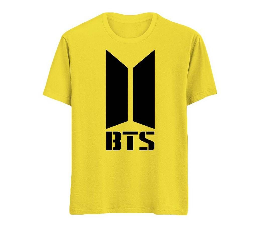 BTS Mens Half-sleeve Cotton T-shirt - yellow-2