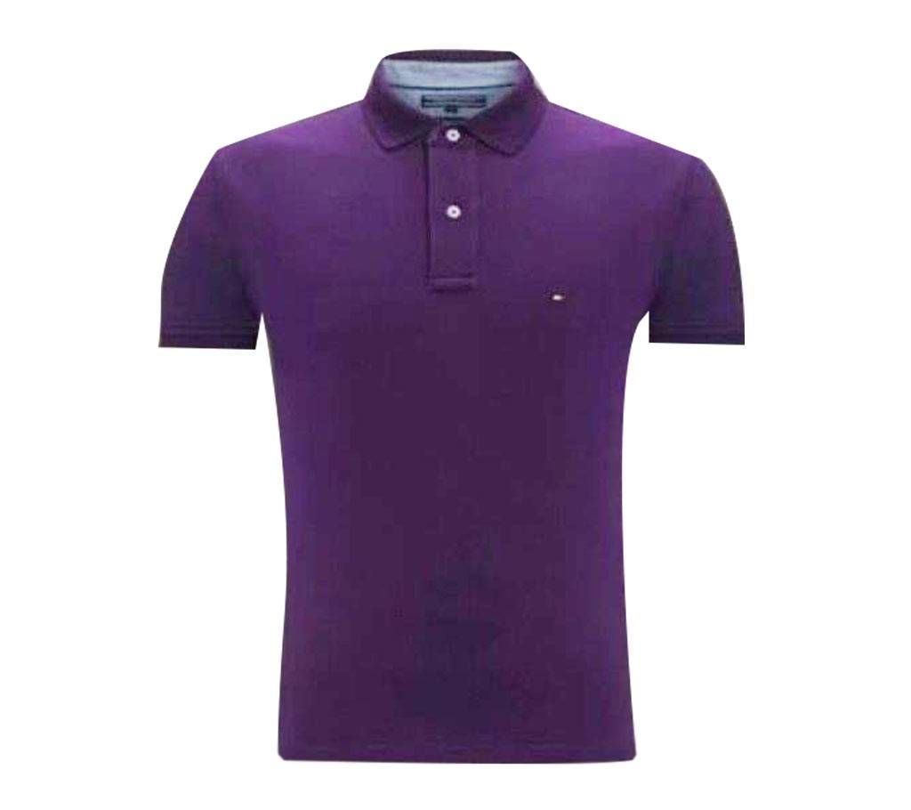 Purple color half sleeve casual polo t-shirt for man