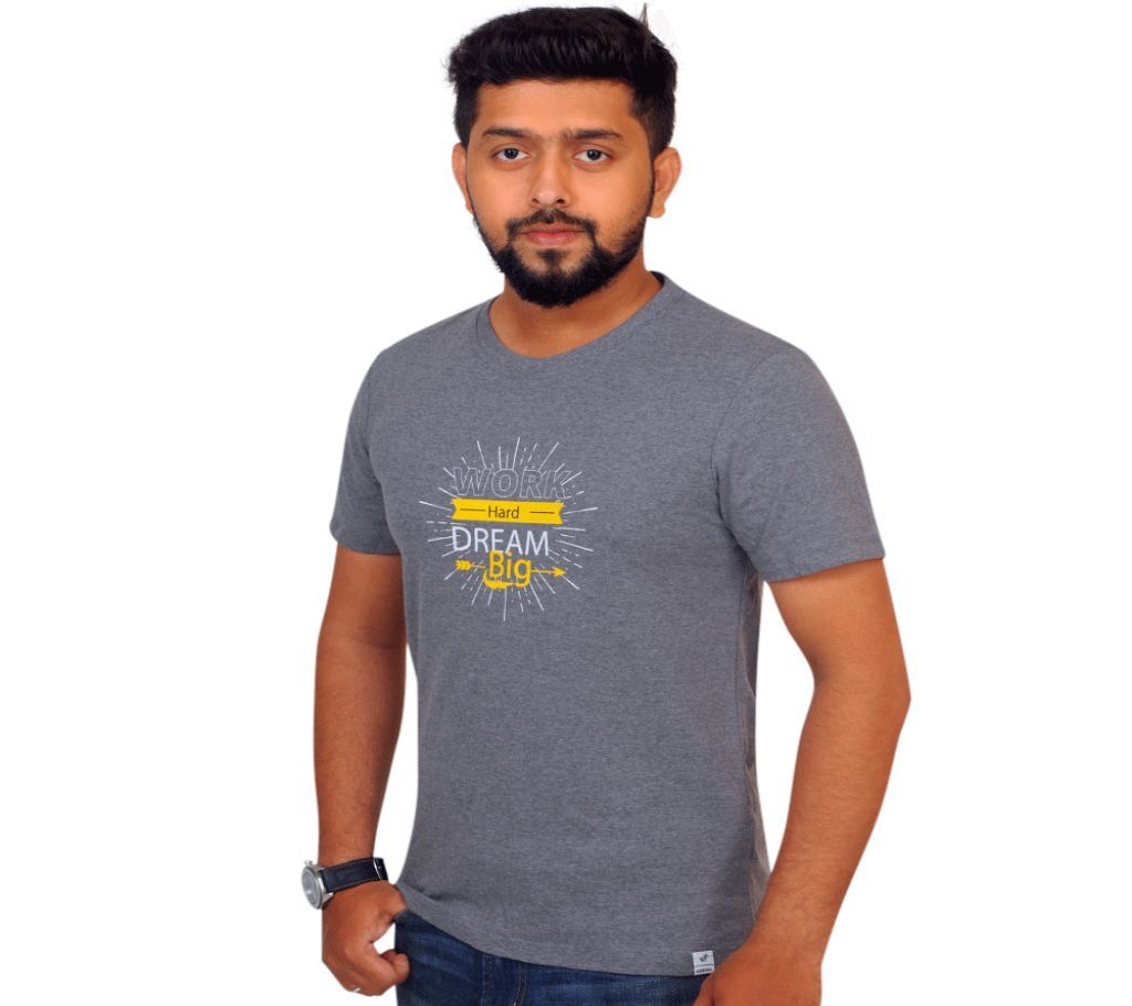 Work Hard Half Sleeve Cotton T shirt For Men