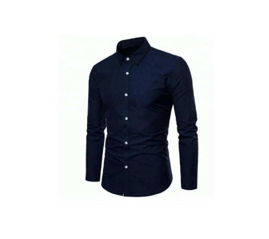 Navy Blue  Long Sleeve Casual Shirt For Men  Upf