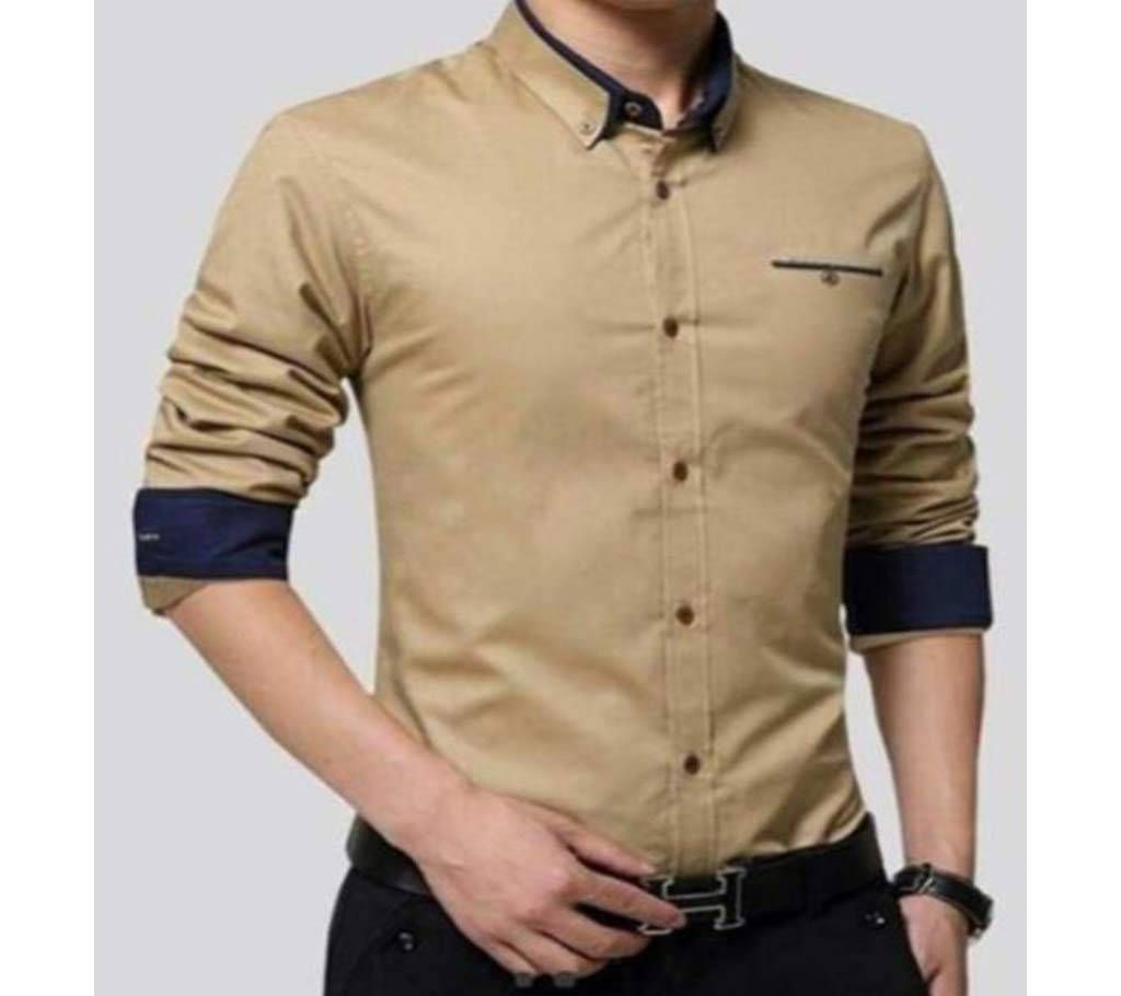 Full sleeve Casual Cotton Shirt For Men Brown