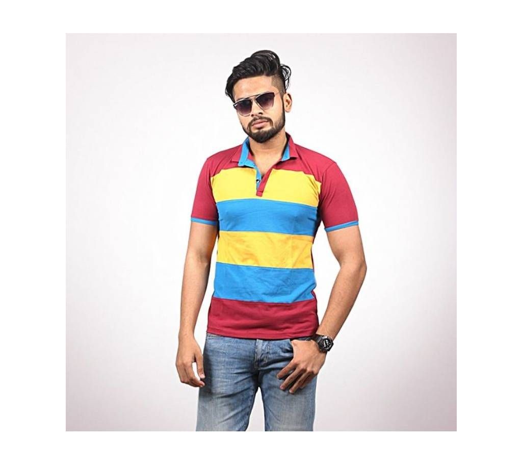 Red Cotton Short Sleeve Polo for Men
