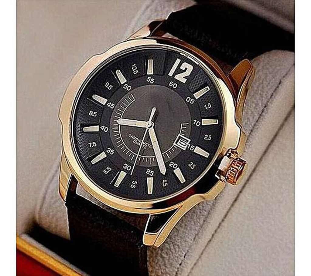 Watch W644 - Leather Analog Watch For Men - Black