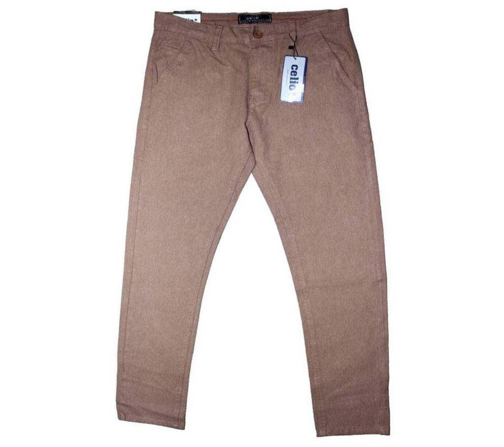 CELIO Off White Twill Gabardine Pant for Men