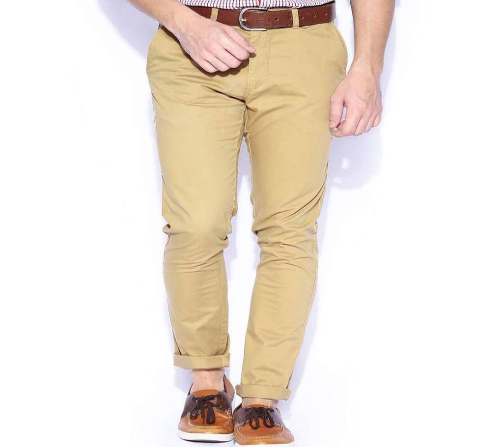 Men gabardine full pants Camel Khaki - 10 - Slim