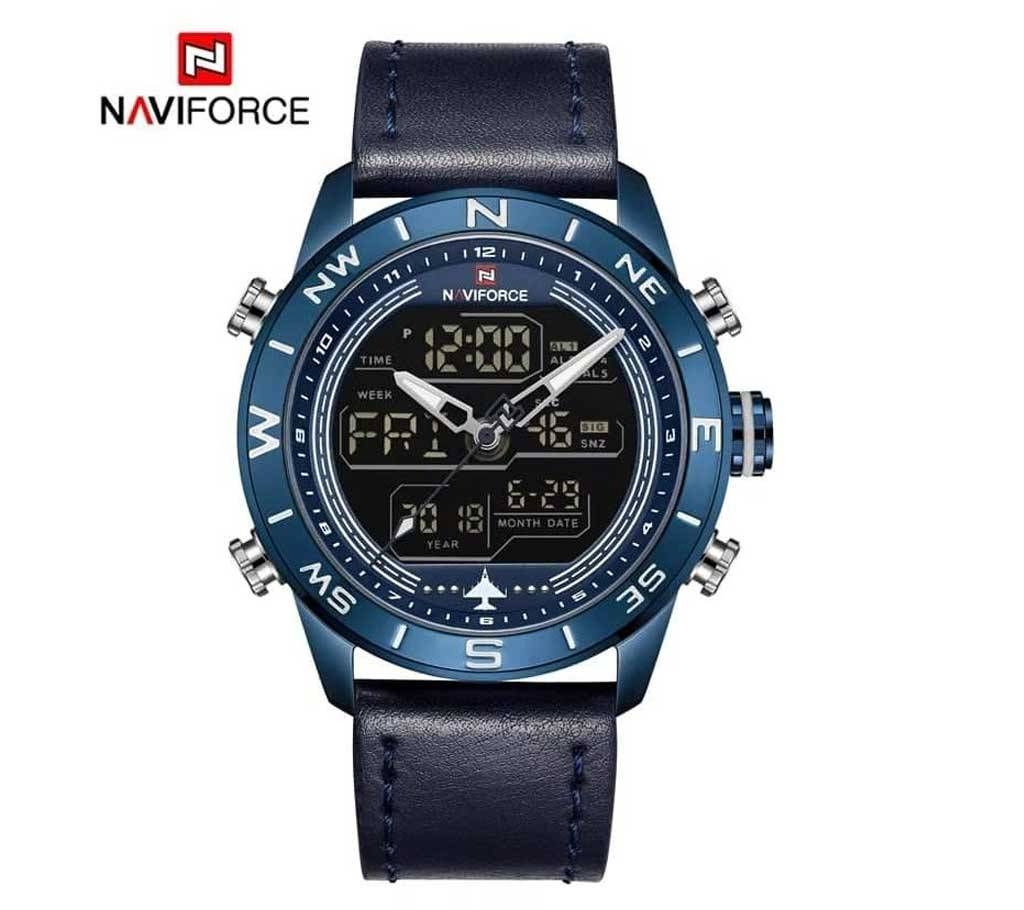 NAVIFORCE 9144 Fashion & Casual Blue Leather Men Sport Watch